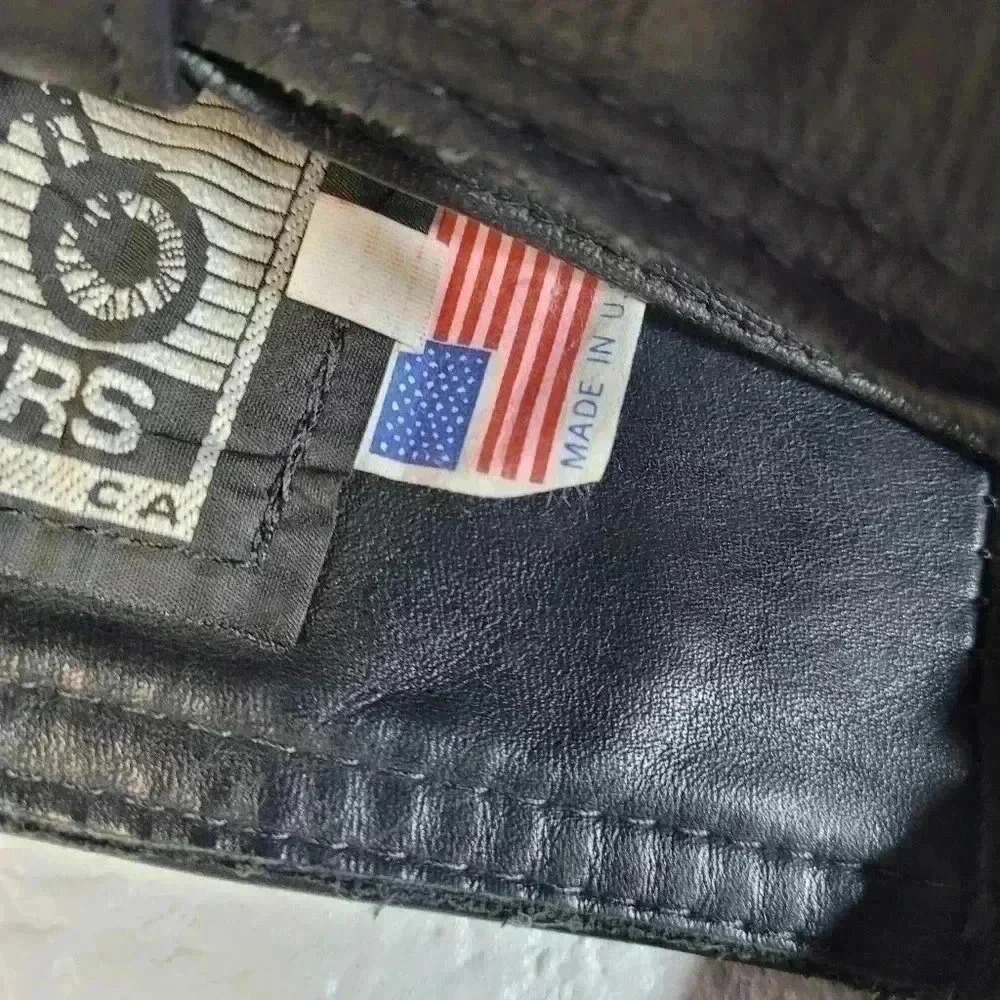 Motorcycle Chaps California Creations Black Leather Biker Sz Med Made In USA - Picture 4 of 8